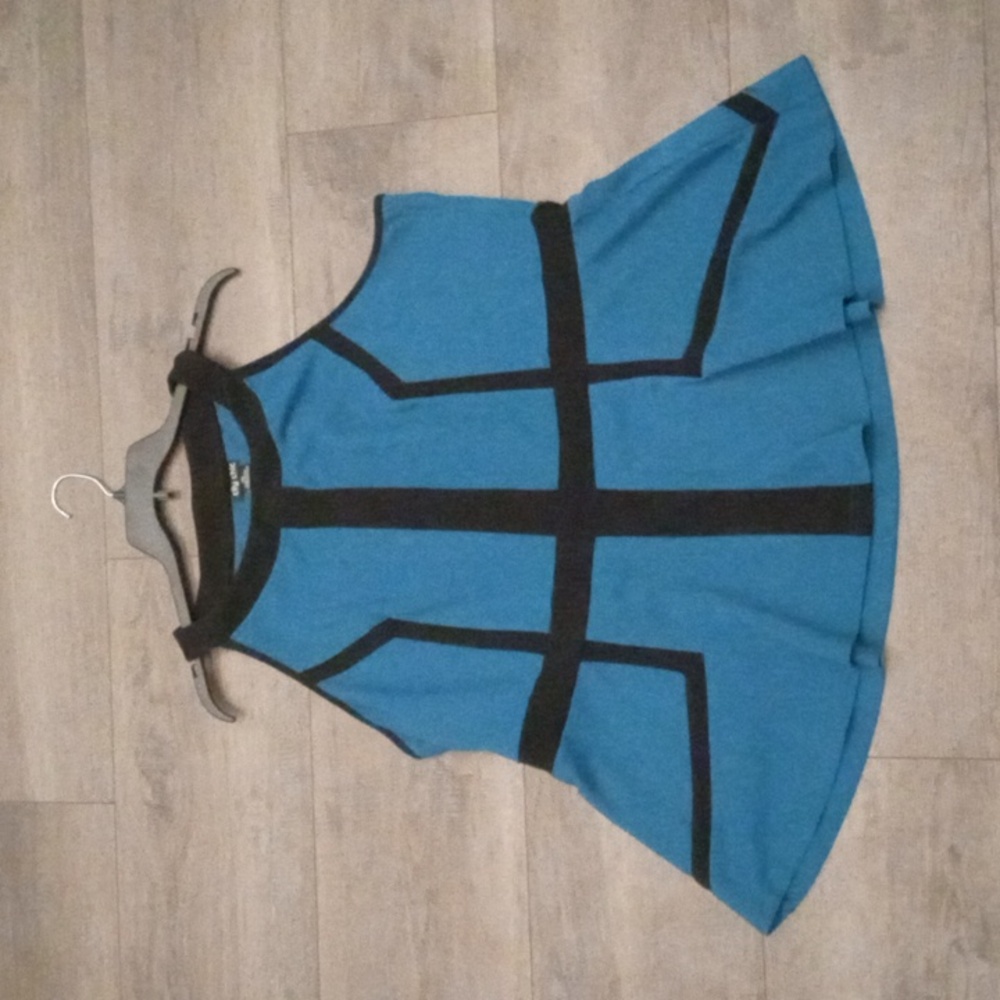 City Chic Turquoise and black sleeveless halter Peplin top Size XXL